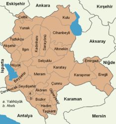 Map showing Karapınar District in Konya Province