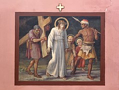 Fifth station of the cross in St. Mauritius (Mülheim-Kärlich), painting by Georg Kau († 1947)