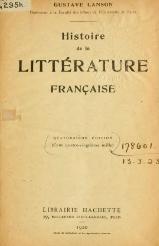 Lanson - Histoire de la littérature française, 1920.djvu