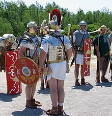 Roman re-enactors portraying Legio III Cyrenaica. Legiii.jpg
