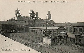 Pozo #1 - 1 bis - 1 ter da mina de carbón de Liévin, ca. 1910.