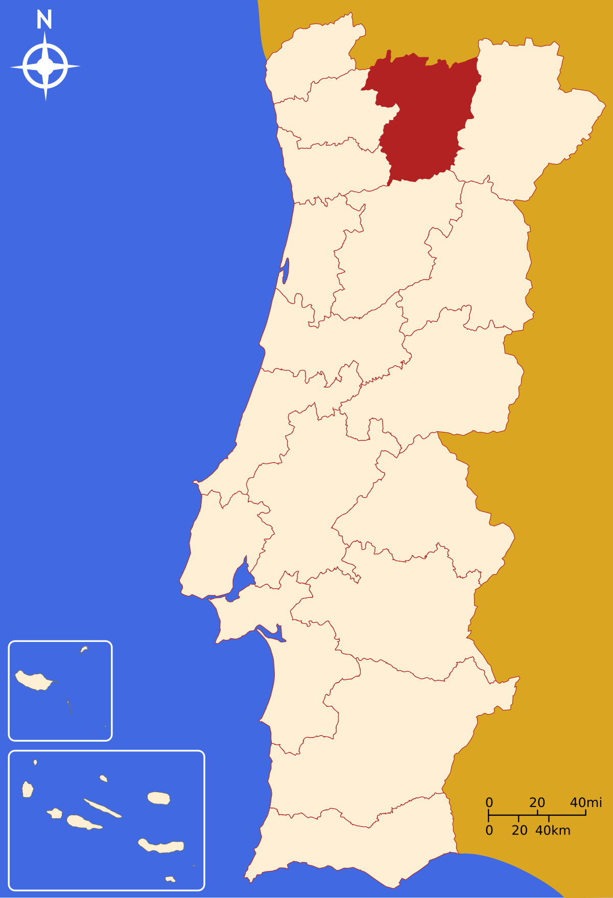 mapa do concelho de vila real Distrito De Vila Real Wikipedia A Enciclopedia Livre mapa do concelho de vila real