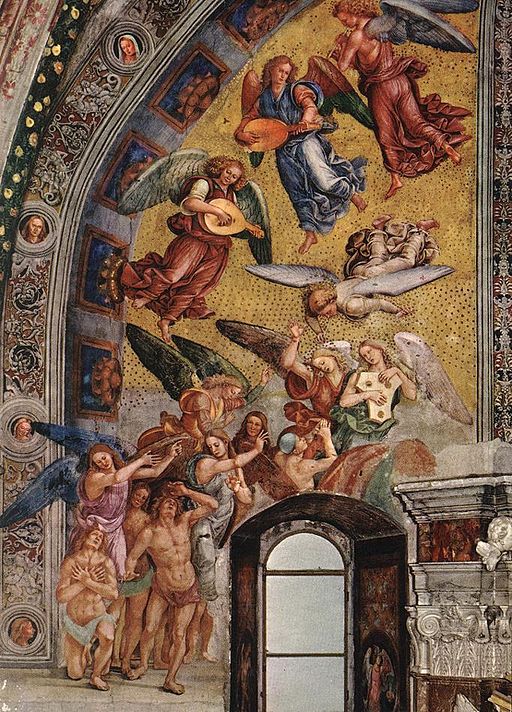 Luca Signorelli, Gli eletti vengono chiamati in paradiso, 1499-1502, ciclo di affreschi, Cappella di San Brizio, Duomo di Orvieto
