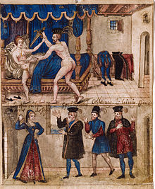 16th-century narrative illustration in the costume of the time, depicting Tarquin's attack, and Lucretia's demand for justice before witnesses Lucretia's rape by Sextus Tarquinius, and her suicide.jpg