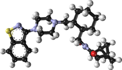 Ball-and-stick-model van het lurasidon-molecuul