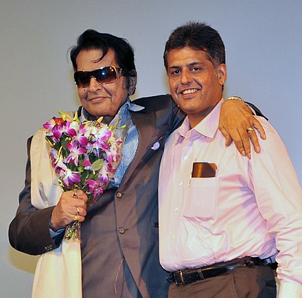 Manoj with politician Manish Tewari at 44th International Film Festival of India in 2013