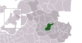 Highlighted position of Hellendoorn in a municipal map of Overijssel