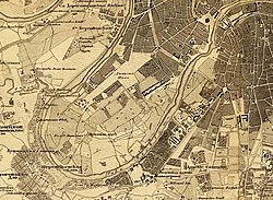 El pozo y el arroyo de Babilonia en un fragmento de mapa de 1880.