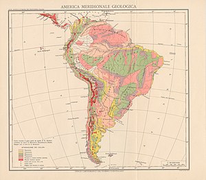 300px map geological map of south america 1928 1940   touring club italiano cart trc 27