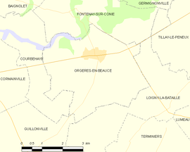 Mapa obce Orgères-en-Beauce