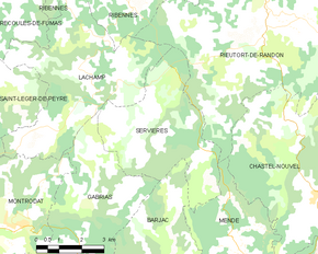 Poziția localității Servières