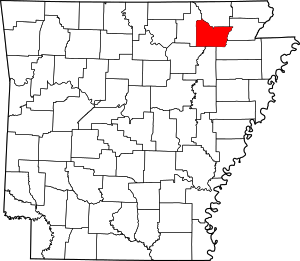 Map of Arkansas highlighting Lawrence County