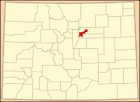 Map of Colorado highlighting Denver County (colored).svg