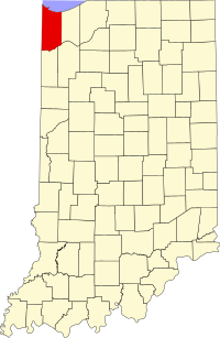 Округ Лейк на мапі штату Індіана highlighting