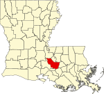 State map highlighting Iberville Parish