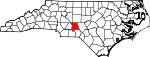 Mapa de Carolina del Norte con la ubicación del condado de Montgomery