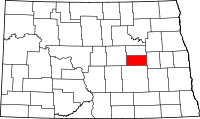 Placering i delstaten North Dakota.