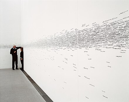 On view in Pinakothek der Moderne, Munich (2007). Measuring the Universe by Roman Ondak.jpg