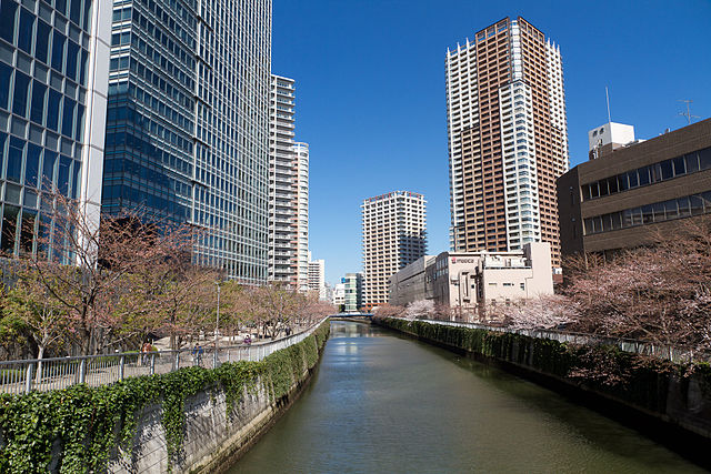 Rio Meguro em Ōsaki, Shinagawa