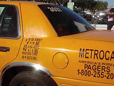 Fare displayed on a taxi in South Beach Miami taxi fare.jpg