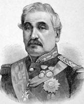 Portrait en gravure d'un militaire âgé.