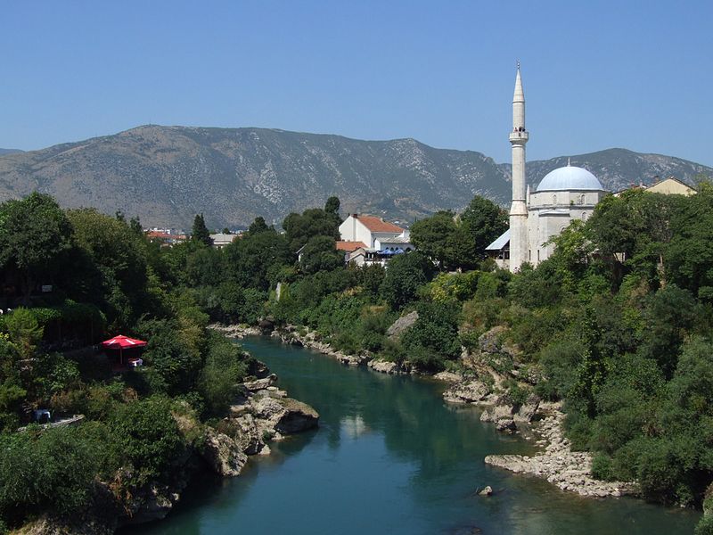 File:Mostar and Neretva - view from Stari Most.jpg