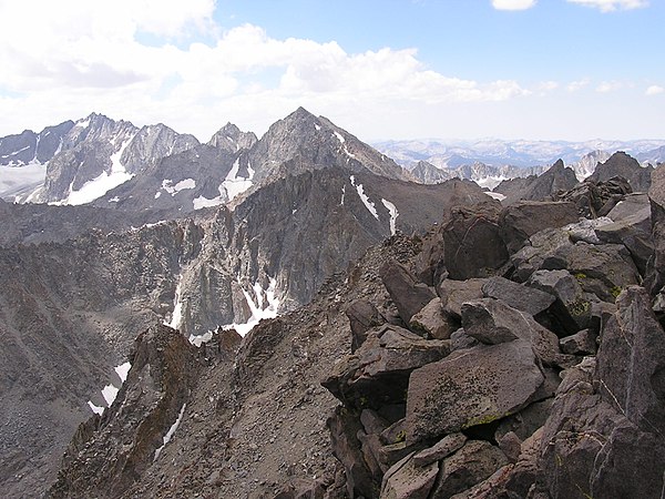 Mount Agassiz is located on the Sierra Crest along the eastern edge of the park.