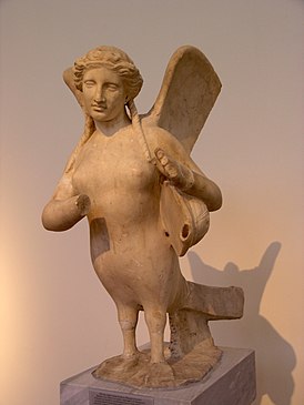 Beschadigde sirene sculptuur.  Athene, 370 v.Chr  e.