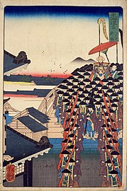 Shinbashi Utagawa Yoshitsuyan puupiirroksessa, 1863