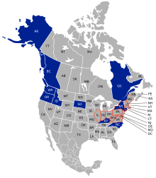 NORPASS coverage map. The blue states/provinces represent NORPASS members and partners. NORPASS map.svg