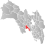 Drammen markert med rødt på fylkeskartet