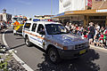 New South Wales SES vehicle in the SunRice Festival parade in Pine Ave, Leeton, New South Wales.