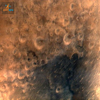 One of the first images of the surface of Mars taken by MOM on 25 September 2014