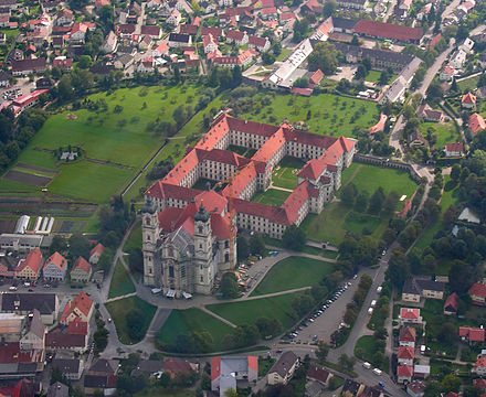 Aerial view of the Ottobeuren abbey and basilica