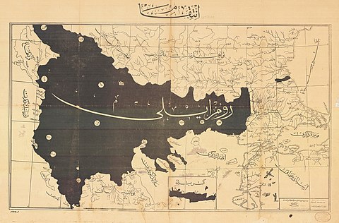 "Revenge" (Ottoman Turkish: انتقام) map highlighting territory lost during and after the Balkan Wars in black