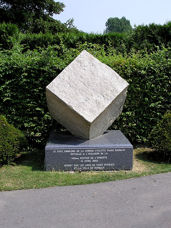 Cobblestone Emblem of Paris–Roubaix, Donated on the 100th anniversary by 'Les Amis de Paris–Roubaix' and 'La Ville de Roubaix' 50°40′43″N 3°12′17″E / 