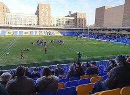 Plough Lane as the London Broncos players are warming up Plough Lane.jpg