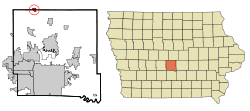 Polk County Iowa Incorporated and Unincorporated areas Sheldahl Highlighted.svg