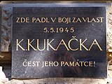 Praha - Nové Město, Ječná 31, pamětní deska K. Kukačky