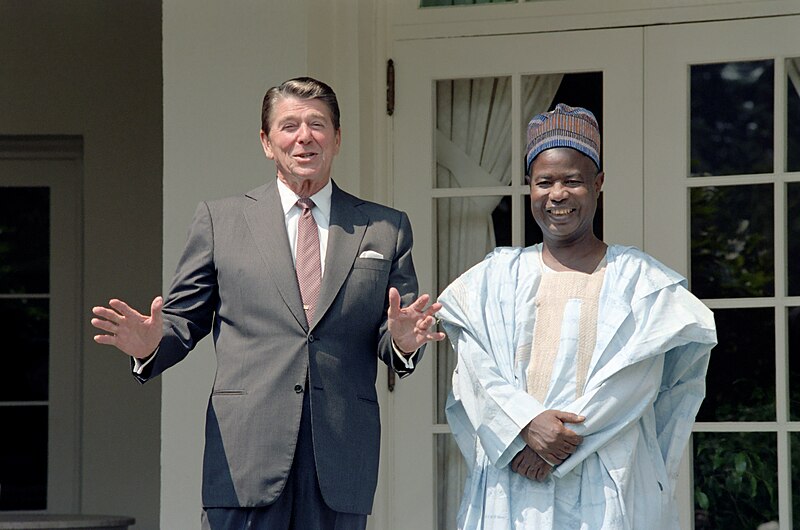 File:President Ronald Reagan and President Ahmadou Ahidjo.jpg