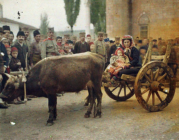 Serbian soldiers and villagers in 1913