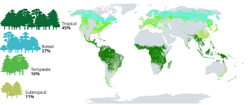 File:Proportion and distribution of global forest area by climatic domain, 2020.svg