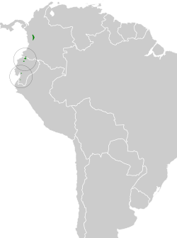 Distribución geográfica del trepamusgos barbablanca del Pacífico.