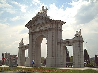 Puerta de San Vicente Monumental gate located in the Glorieta de San Vicente in Madrid