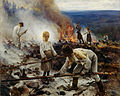 Painting by Eero Järnefelt of forest-burning
