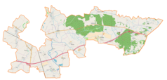 Mapa konturowa gminy wiejskiej Radymno, u góry po lewej znajduje się punkt z opisem „Moszczany”