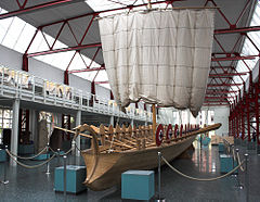 Reconstruction of a fluvial boat of the Classis Germanica (Rhine flotilla) in the first century AD. Roemerschiff1.jpg