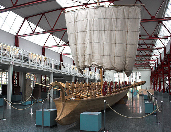 Reconstruction of a fluvial boat of the Classis Germanica (Rhine flotilla) in the first century AD.