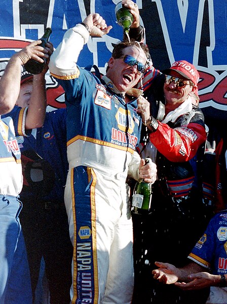 Hornaday celebrating his championship with owner Dale Earnhardt
