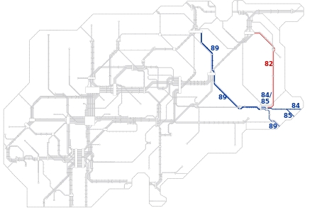 Network map of lines 80 to 89